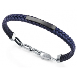 Pulsera de Acero IP gris y piel negra VICEROY con placa