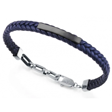 Pulsera de Acero IP gris y piel negra VICEROY con placa