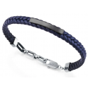Pulsera de Acero IP gris y piel azul VICEROY con placa