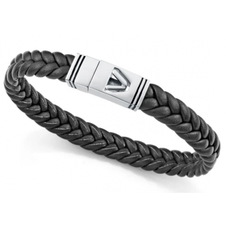 Pulsera de Acero y piel negra VICEROY con esmalte