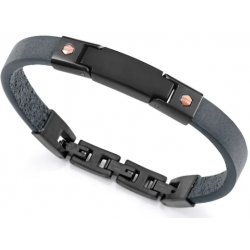 Pulsera de Acero IP negro y piel azul VICEROY