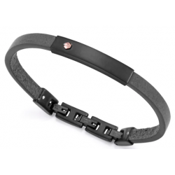 Pulsera de Acero IP negro y piel azul VICEROY con placa