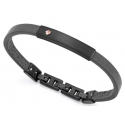 Pulsera de Acero IP negro y piel azul VICEROY con placa