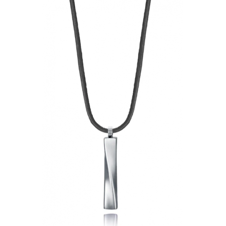 Collar de acero con piel marrón VICEROY