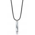 Collar de acero con piel marrón VICEROY
