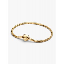 Pulsera Pandora Cadena de Serpiente con Cierre de Corazón Facetado Grabable