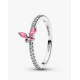 Anillo Pandora Mariposa Rosa Brillante