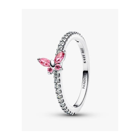 Anillo Pandora Mariposa Rosa Brillante