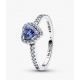 Anillo Pandora Corazón Azul en Relieve Brillante