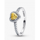 Anillo Pandora Corazón Amarillo en Relieve Brillante