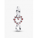 Charm Pandora Colgante Corazones Conectados y Gemas Rojas