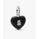 Charm Pandora Colgante Candado Corazón Cerámica Negro Mate