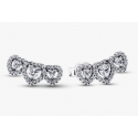 Pendientes Pandora de Botón Triple Halo Corazón