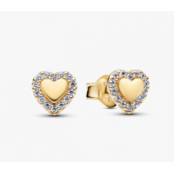 Pendientes Pandora de Botón Halo Corazón