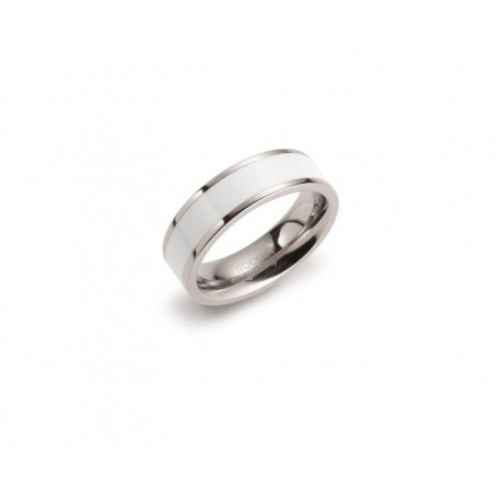 Anillo de Titanio Antialergico y Ceramica Blanca Boccia