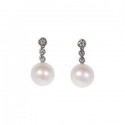 Pendientes Plata Perla Esferica y Circonitas