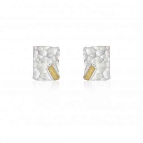 Pendientes Plata Oro y Diamante