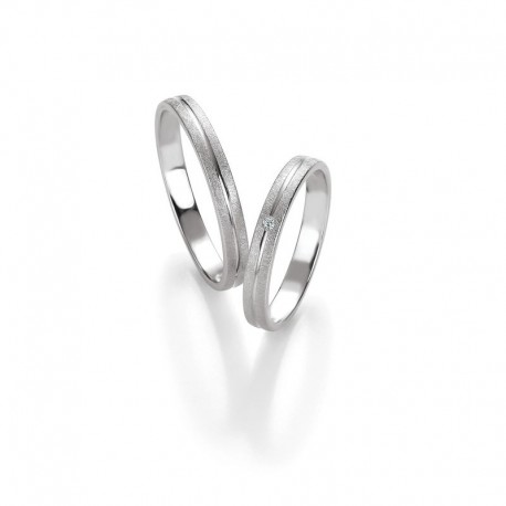 Alianzas de Boda Oro Blanco y Diamnate Breuning Basic Light
