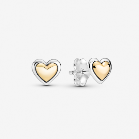 Pendientes de Botón Pandora Corazón de Centro Dorado