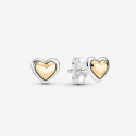 Pendientes de Botón Pandora Corazón de Centro Dorado