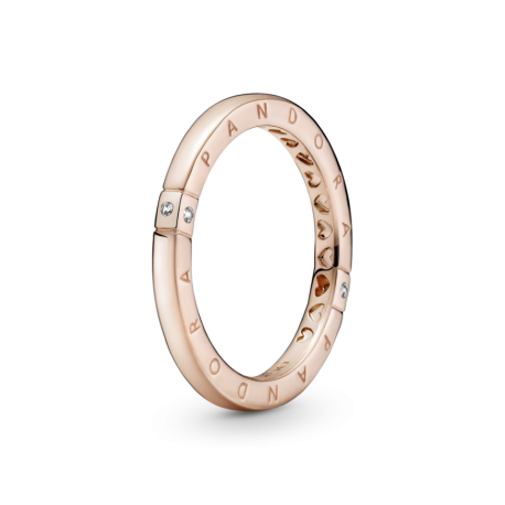 Anillo Logotipo y Corazones Pandora