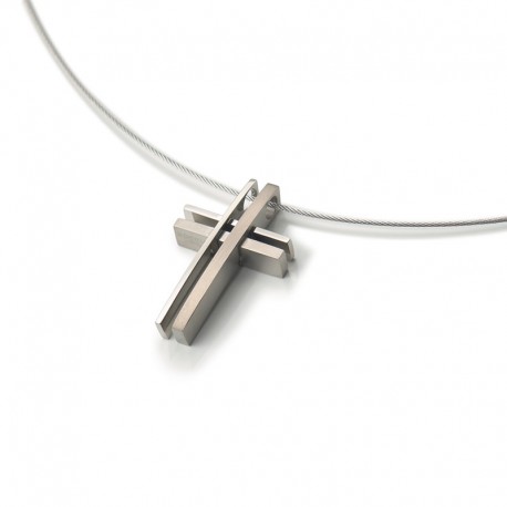 Cruz de Titanio Antialergico y Esmalte Negro