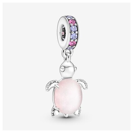 Charm Pandora Tortuga Marina Cristal de Murano Rosa