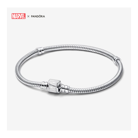 Pulsera Pandora Moments Cadena de Serpiente Cierre de Logo Marvel