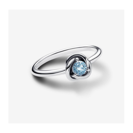 Anillo Pandora Círculo Eternity Azul Aguamarina