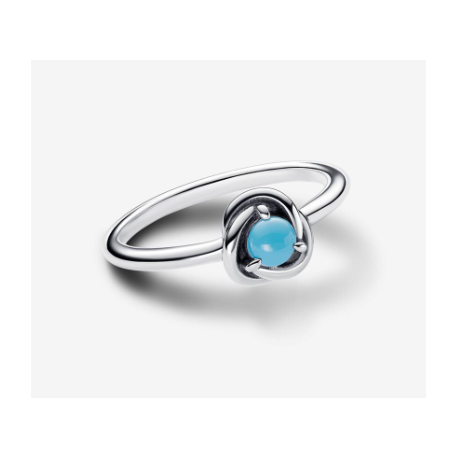 Anillo Pandora Círculo Eternity Azul Turquesa