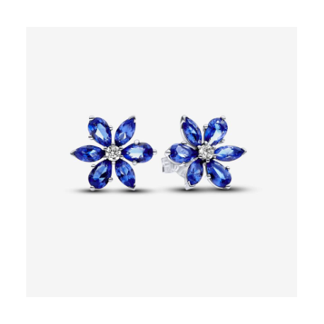 Pendientes de Botón Herbario Azul Brillante