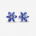 Pendientes de Botón Pandora Herbario Azul Brillante