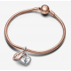 Charm Pandora Colgante Doble Corazón Candado Giratorio en Dos Tonos