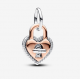 Charm Pandora Colgante Doble Corazón Candado Giratorio en Dos Tonos