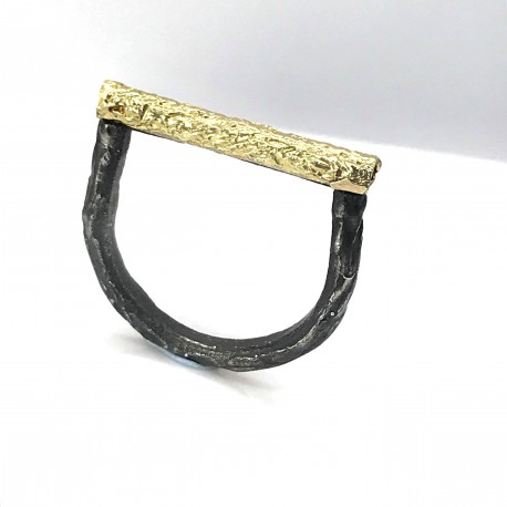 Anillo Oro y plata oxidada Vicens Jané