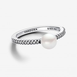Anillo Pandora Perla Cultivada de Agua Dulce y Pavé