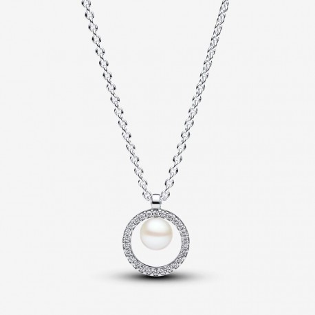 Collar Pandora Perla Cultivada de Agua Dulce y Pavé