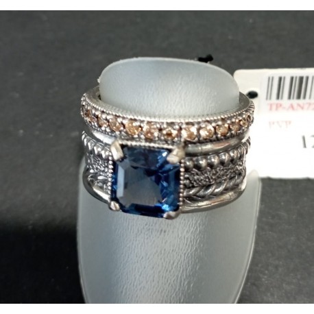 Anillo Plata de Ley Top Silver Verde con piedra azul