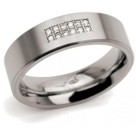 Anillo de Titanio Antialergico y Diamantes Boccia