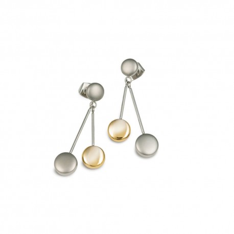 Pendientes de Titanio Antialergicos Mate y Brillo con 2 Diamantes