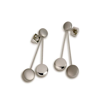 Pendientes de Titanio Antialergicos Mate y Brillo con 2 Diamantes