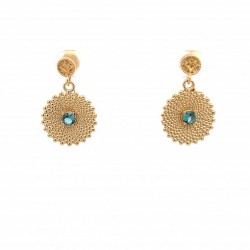 Pendiente chapado en oro Bolitas Nano Verde Top Silver