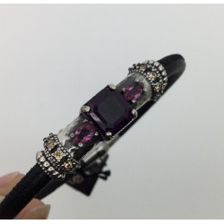 Pulsera Top silver Napa Tubo Cuadrado Lila