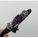 Pulsera Top silver Napa Tubo Cuadrado Lila