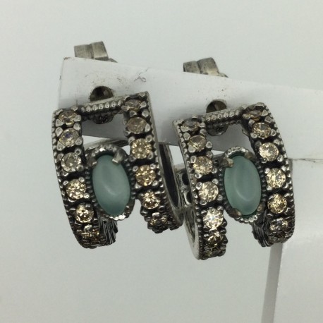 Pendiente de Calcedonia y circonitas Top Silver
