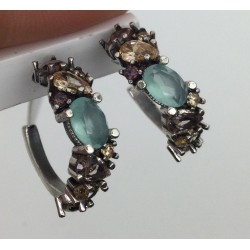 Pendiente de Calcedonia y circonitas Top Silver
