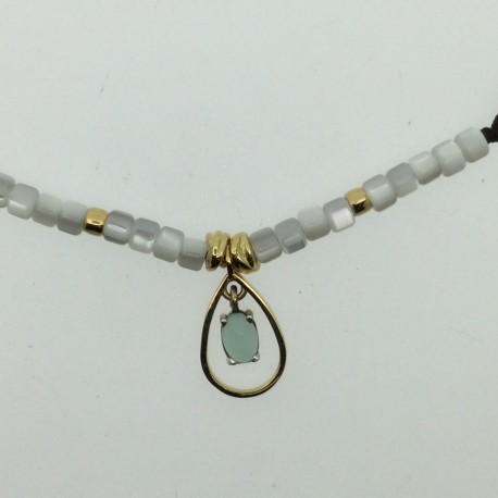 Collar chapado en oro Gota Calcedonia Top Silver