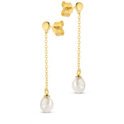 Pendientes Largos NAIOMY BAÑO ORO Y PERLA