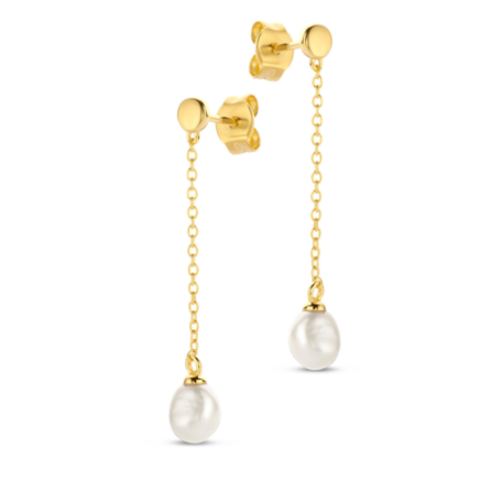 Pendientes Largos NAIOMY BAÑO ORO Y PERLA