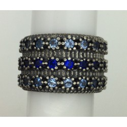 Anillo Plata de Ley Top Silver Flores azules